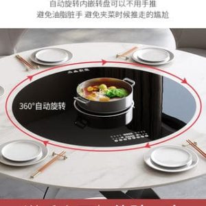 Bàn ăn bằng đá cẩm thạch kèm bếp lẩu. - Hình 2
