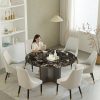 Bàn ăn bằng đá cẩm thạch Phong cách Ý ánh sáng sang trọng đơn giản bằng thép không gỉ phòng khách nhà gia đình bàn tròn đơn giản với bàn xoay