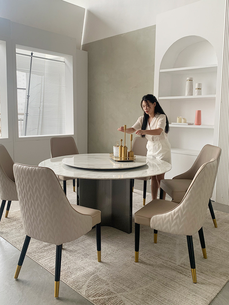 Bàn ăn bằng đá cẩm thạch Phong cách Ý ánh sáng sang trọng đơn giản bằng thép không gỉ phòng khách nhà gia đình bàn tròn đơn giản với bàn xoay - Hình 3 Bàn ăn bằng đá cẩm thạch Phong cách Ý ánh sáng sang trọng đơn giản bằng thép không gỉ phòng khách nhà gia đình bàn tròn đơn giản với bàn xoay - Hình 3