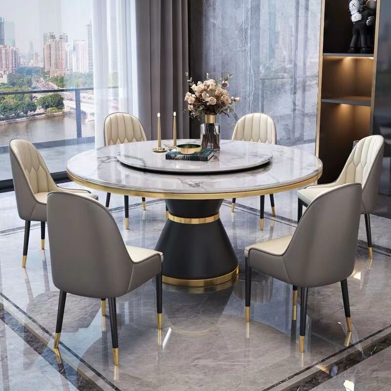 Bàn ăn bằng đá cẩm thạch sang trọng nhẹ kết hợp khách sạn gia đình tối giản hiện đại với bàn xoay bàn ăn nhà hàng bàn ăn Bàn ăn bằng đá cẩm thạch sang trọng nhẹ kết hợp khách sạn gia đình tối giản hiện đại với bàn xoay bàn ăn nhà hàng bàn ăn