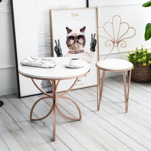 Bàn ăn bằng đá cẩm thạch theo phong cách Bắc Âu hiện đại, quán trà sữa đơn giản, quán cà phê, Bàn ghế giải trí ngoài trời - Hình 2