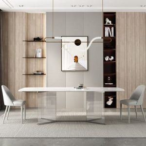Bàn ăn bằng đá phiến acrylic hiện đại tối giản căn hộ nhỏ ngôi nhà cá tính Bắc Âu tối giản net người nổi tiếng bàn ăn và ghế kết hợp