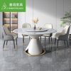 Bàn ăn bằng đá phiến ánh sáng sang trọng hiện đại tối giản gia đình hộ gia đình lưới màu đỏ nhà hàng gia đình bàn xoay tròn kết hợp bàn ăn và ghế