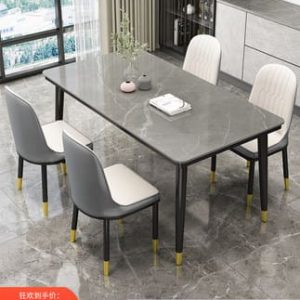 Bàn ăn bằng đá phiến bàn ăn hiện đại tối giản hộ gia đình nhỏ hình chữ nhật bàn ăn đa năng bàn ăn kết hợp đá cẩm thạch