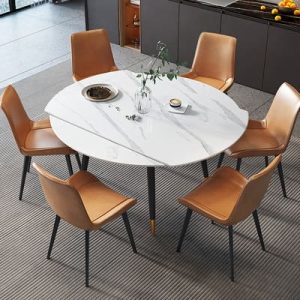 Bàn ăn bằng đá phiến có thể thu vào và ghế kết hợp gia đình tối giản hiện đại căn hộ nhỏ giải trí gấp đôi bàn tròn vuông biến đổi mục đích