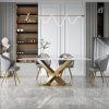 Bàn ăn bằng đá phiến sáng và ghế nhà thiết kế nhẹ sang trọng đơn giản hiện đại hộ gia đình hiện đại Bàn ăn nhỏ bằng đá cẩm thạch hình chữ nhật