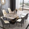 Bàn ăn bằng đá Ý bàn ghế kết hợp hiện đại đơn giản hình chữ nhật chung cư nhỏ nhà ăn bàn ăn nhẹ bàn ăn bằng đá cẩm thạch sang trọng