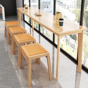 Bàn ăn bằng gỗ nguyên khối bàn chữ nhật Bắc Âu gia đình đơn giản khúc gỗ nhỏ bàn ăn phòng khách bàn ăn ghế - Hình 4