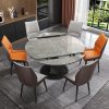 Bàn ăn bằng kính kết hợp bàn ăn bằng đá phiến đá sáng màu Ý đá xoay hiện đại tối giản hộ gia đình bàn ăn cỡ nhỏ