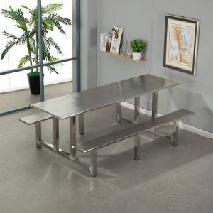 Bàn ăn Căng tin trường học bàn ghế ăn inox 4 người 6 người 8 người nhân viên căng tin nhà hàng nhà máy kính liền bàn ăn inox - Hình 3