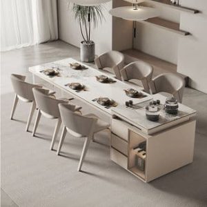 Bàn ăn cao cấp nhập khẩu, mặt bàn đá bền đẹp, dễ vệ sinh. - Hình 5