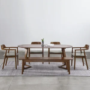 Bàn ăn Chân Gỗ Chắc Chắn Bàn Ăn Kim Loại Sang Trọng Hình Bầu Dục Bắc Âu Văn Phòng Bên Bàn Cà Phê Phòng Khách Trung Tâm Mesas De Jantar Nội Thất Gia Đình - Hình 3
