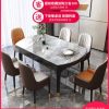Bàn ăn có thể thu vào bằng đá phiến sáng và ghế kết hợp ánh sáng sang trọng hiện đại tối giản bàn ăn tròn biến đổi căn hộ nhỏ bàn ăn nhà