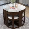 Bàn ăn Đá Cẩm Thạch Đơn Giản Hiện Đại Căn Hộ Nhỏ Nhà Hàng Home Light Vuông Sang Trọng Tiết Kiệm Không Gian Bộ Bàn Ghế Ăn Gỗ Nguyên Khối