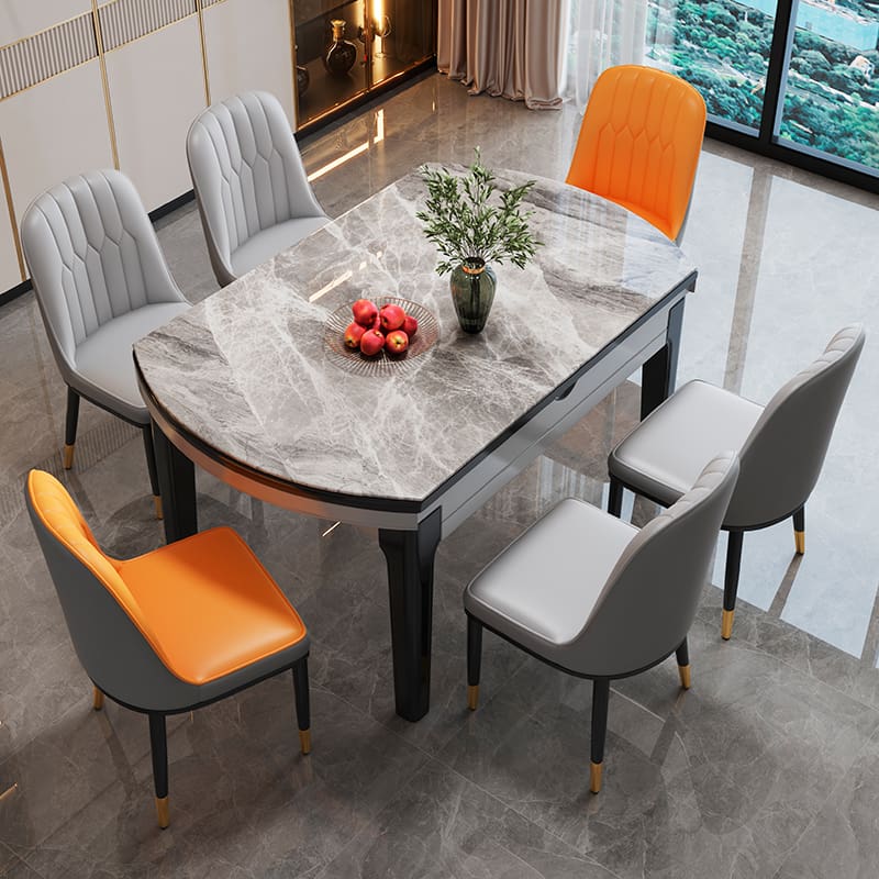 Bàn ăn đá phiến gỗ nguyên khối tối giản hiện đại căn hộ nhỏ bàn ăn và ghế kết hợp bàn ăn sang trọng ánh sáng bàn tròn có thể thay đổi - Hình 2 Bàn ăn đá phiến gỗ nguyên khối tối giản hiện đại căn hộ nhỏ bàn ăn và ghế kết hợp bàn ăn sang trọng ánh sáng bàn tròn có thể thay đổi - Hình 2