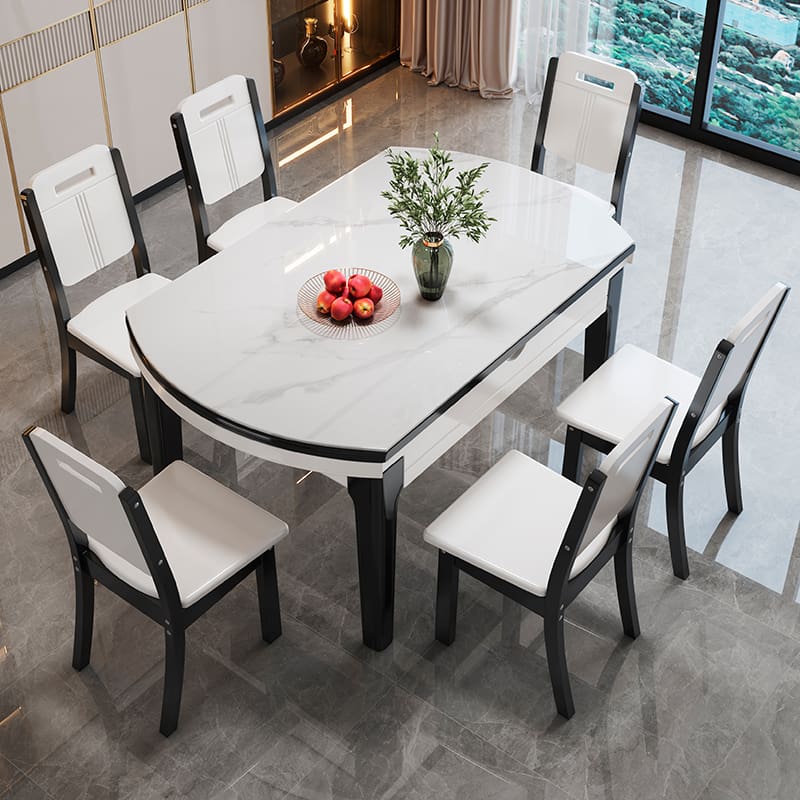 Bàn ăn đá phiến gỗ nguyên khối tối giản hiện đại căn hộ nhỏ bàn ăn và ghế kết hợp bàn ăn sang trọng ánh sáng bàn tròn có thể thay đổi - Hình 4 Bàn ăn đá phiến gỗ nguyên khối tối giản hiện đại căn hộ nhỏ bàn ăn và ghế kết hợp bàn ăn sang trọng ánh sáng bàn tròn có thể thay đổi - Hình 4