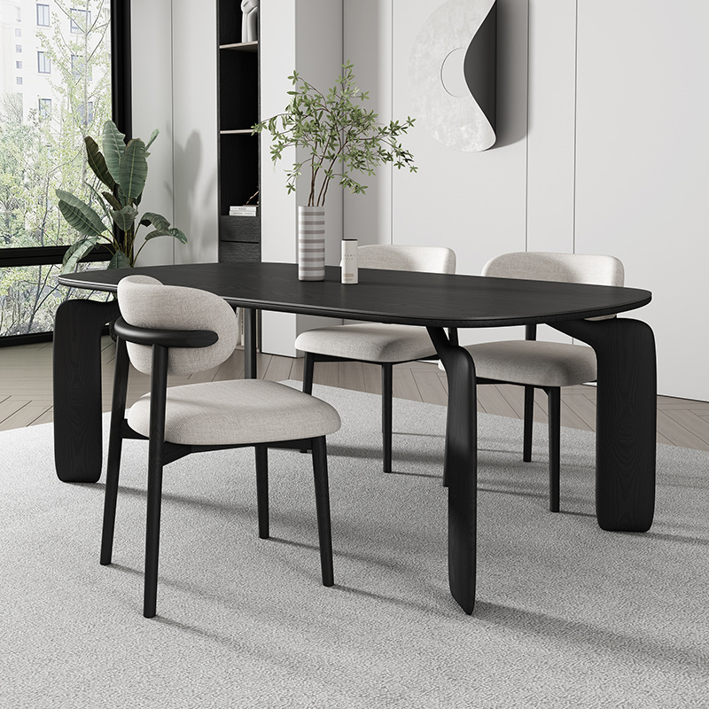 Bàn ăn đá phiến gỗ tối giản hiện đại tối giản hộ gia đình nhỏ bàn ăn hình chữ nhật bàn ăn màu đen và ghế gỗ tần bì - Hình 3 Bàn ăn đá phiến gỗ tối giản hiện đại tối giản hộ gia đình nhỏ bàn ăn hình chữ nhật bàn ăn màu đen và ghế gỗ tần bì - Hình 3