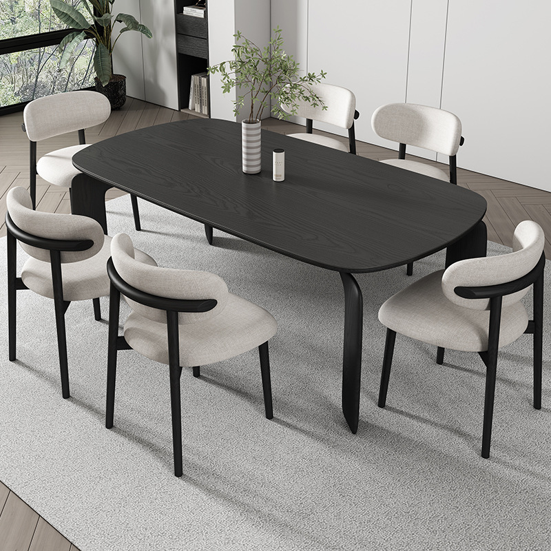 Bàn ăn đá phiến gỗ tối giản hiện đại tối giản hộ gia đình nhỏ bàn ăn hình chữ nhật bàn ăn màu đen và ghế gỗ tần bì Bàn ăn đá phiến gỗ tối giản hiện đại tối giản hộ gia đình nhỏ bàn ăn hình chữ nhật bàn ăn màu đen và ghế gỗ tần bì