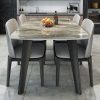 Bàn ăn đá phiến nhập khẩu Ý gia dụng gỗ rắn căn hộ nhỏ hình chữ nhật Bàn ăn bằng đá cẩm thạch Bắc Âu và bàn ghế kết hợp