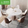 Bàn ăn đá phiến phong cách Ý ánh sáng sang trọng tươi sáng ngôi nhà tròn xoay vuông tròn kết hợp bàn ăn kính kép kết hợp