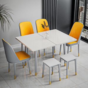 Bàn ăn dạng mặt đá sang trọng nhẹ gia đình bàn ăn chữ nhật có thể gập lại ghế ăn kết hợp cho thuê nhà cho thuê - Hình 3