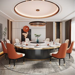 Bàn ăn điện bàn đá doanh nhân bàn xoay bàn ăn kiểu Trung Quốc mới 15 người 20 người bàn hộp biệt thự khách sạn bàn tròn lớn - Hình 4