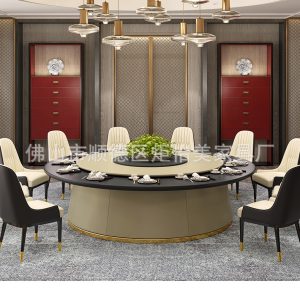 Bàn ăn điện gỗ đặc bàn tròn lớn 12 người 20 sang trọng hiện đại tiếp khách bàn điện bàn lớn nồi lẩu nhỏ bàn ăn đá tấm - Hình 4