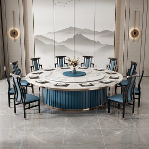 Bàn ăn điện khách sạn bàn tròn lớn bàn xoay tự động khách sạn 16 người 20 người bàn đá bàn lẩu bàn ghế