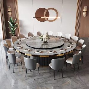 Bàn ăn điện khách sạn bàn tròn lớn bàn xoay tự động khách sạn 16 người 20 người bàn đá bàn lẩu bàn ghế - Hình 4