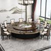 Bàn ăn điện khách sạn bàn tròn lớn kiểu Trung Quốc mới bàn ăn phiến đá cẩm thạch 20 người hộp câu lạc bộ khách sạn bàn lẩu