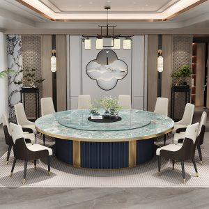 Bàn ăn điện khách sạn đá phiến bàn tròn lớn kiểu Trung Quốc mới 15 người 20 người câu lạc bộ hộp khách sạn với bàn tiệc bàn xoay - Hình 4