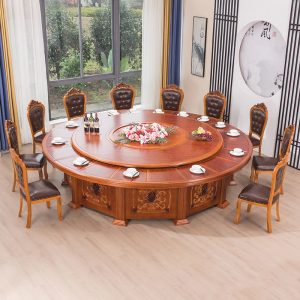 Bàn ăn điện khách sạn kiểu Trung Quốc mới bàn tròn lớn 15 người 20 người hộp khách sạn bàn xoay tự động bàn tròn ghế bàn lẩu - Hình 3