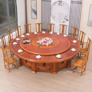 Bàn ăn điện khách sạn kiểu Trung Quốc mới bàn tròn lớn 15 người 20 người hộp khách sạn bàn xoay tự động bàn tròn ghế bàn lẩu - Hình 4