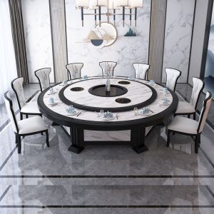 Bàn ăn điện khách sạn kiểu Trung Quốc mới bàn tròn lớn khách sạn 20 người tấm đá Bàn tròn lớn 3 mét biệt thự nhà hàng gia đình - Hình 3