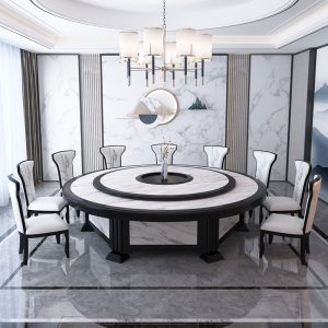 Bàn ăn điện khách sạn kiểu Trung Quốc mới bàn tròn lớn khách sạn 20 người tấm đá Bàn tròn lớn 3 mét biệt thự nhà hàng gia đình