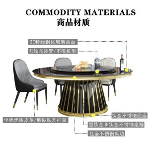 Bàn Ăn gia đình kết hợp bàn ghế ăn hình tròn sang trọng dành cho 10 người bàn xoay inox bàn tròn lớn bàn ăn mặt kính cường lực - Hình 3
