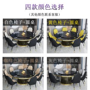Bàn Ăn gia đình kết hợp bàn ghế ăn hình tròn sang trọng dành cho 10 người bàn xoay inox bàn tròn lớn bàn ăn mặt kính cường lực - Hình 4