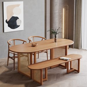 Bàn ăn gỗ chắc chắn phòng khách nhà Bàn ăn đăng nhập lưới mây sáng tạo chân giải trí đơn giản cafe Bàn ghế hình bầu dục