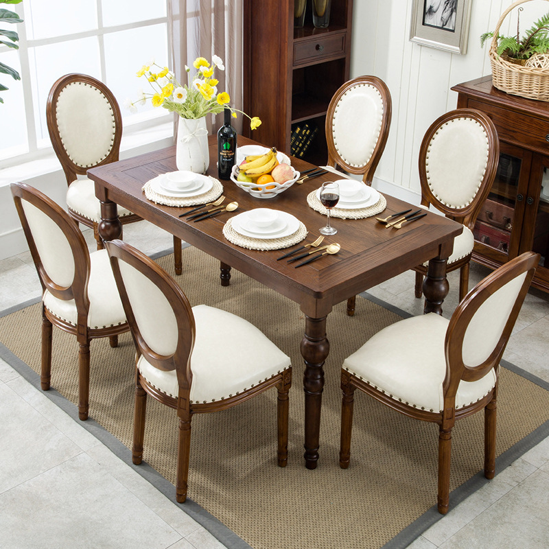 Bàn ăn gỗ đặc Mỹ bàn ăn gia đình và ghế kết hợp đồng quê cũ Pháp Châu Âu bàn hình chữ nhật bàn nhà hàng phương Tây - Hình 3 Bàn ăn gỗ đặc Mỹ bàn ăn gia đình và ghế kết hợp đồng quê cũ Pháp Châu Âu bàn hình chữ nhật bàn nhà hàng phương Tây - Hình 3