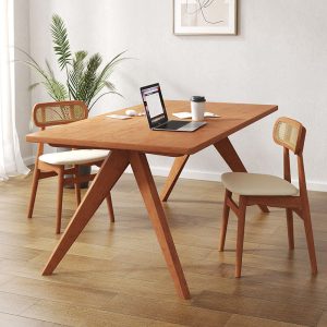 Bàn ăn gỗ đặc phong cách Nhật Bản và ghế kết hợp lưới cá voi đỏ bàn ăn gỗ anh đào bàn làm việc tại nhà bàn ăn khúc gỗ - Hình 2