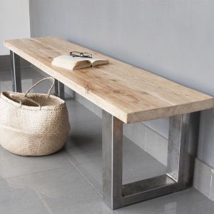 Bàn ăn gỗ đặc sắt rèn Bàn ghế quán cà phê gác xép hình chữ nhật Bàn làm việc cổ điển Băng ghế Mỹ làm Bàn ghế ăn cũ - Hình 4