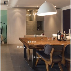 Bàn ăn gỗ đặc và ghế kiểu gác xép cổ điển kiểu Mỹ bằng sắt rèn Bàn dài hình chữ nhật Bàn cafe cũ đơn giản - Hình 2