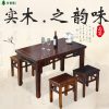Bàn ăn gỗ đặc và ghế nhà hàng mì ăn sáng trang trại cacbon hóa cổ chạm khắc khách sạn khách sạn thức ăn nhanh Bàn dài