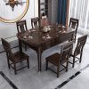 Bàn ăn gỗ mun phong cách Trung Quốc mới và ghế kết hợp kính gấp bàn ăn nhà tròn bàn ăn biến bàn tròn
