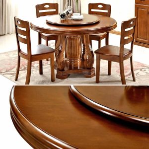 Bàn ăn gỗ nguyên khối 1,8 mét Bàn ăn tròn tối giản hiện đại dành cho gia đình Bàn ăn 10 người Khách sạn Trung Quốc Bàn tròn lớn - Hình 2
