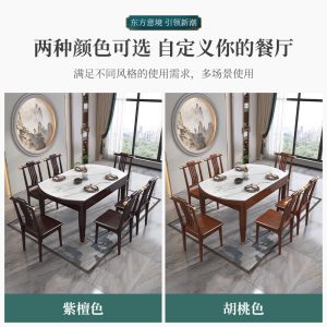Bàn ăn gỗ nguyên khối bàn tròn thương mại mới của Trung Quốc nhà trắng bàn ăn kính vuông tròn kiêm dụng biến bàn tròn phòng khách - Hình 4