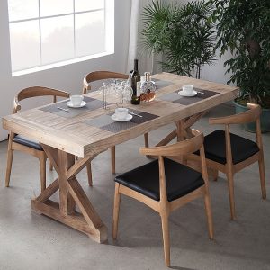 Bàn ăn gỗ nguyên khối của Mỹ phòng khách gia đình phong cách cổ điển Bàn ăn bốn người cafe nhà hàng Bàn ăn và ghế
