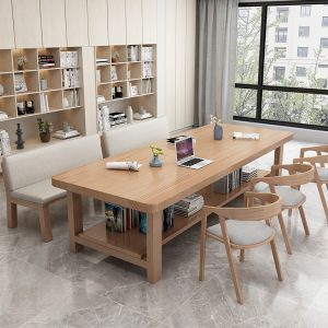 Bàn ăn gỗ nguyên khối đơn giản bàn lớn hai lớp dải dài bàn ăn phòng khách bằng gỗ hai lớp Bàn làm việc tại nhà bàn ăn một