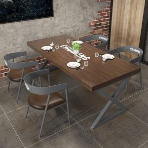 Bàn ăn gỗ nguyên khối hiện đại 2 nhà hàng quầy bar cafe Bàn 4 người Bàn ghế sắt rèn phong cách công nghiệp Mỹ