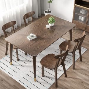 Bàn ăn gỗ nguyên khối hình chữ nhật tối giản hiện đại bàn ăn Bắc Âu hộ gia đình căn hộ nhỏ Bàn ăn gỗ tần bì bàn ghế kết hợp